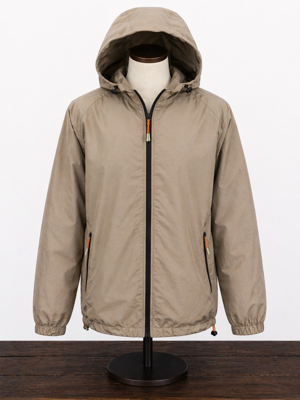 NWT Ozark Trail Windbreaker Jacket L Taupe Hooded Lightweight - Picture 3 of 14